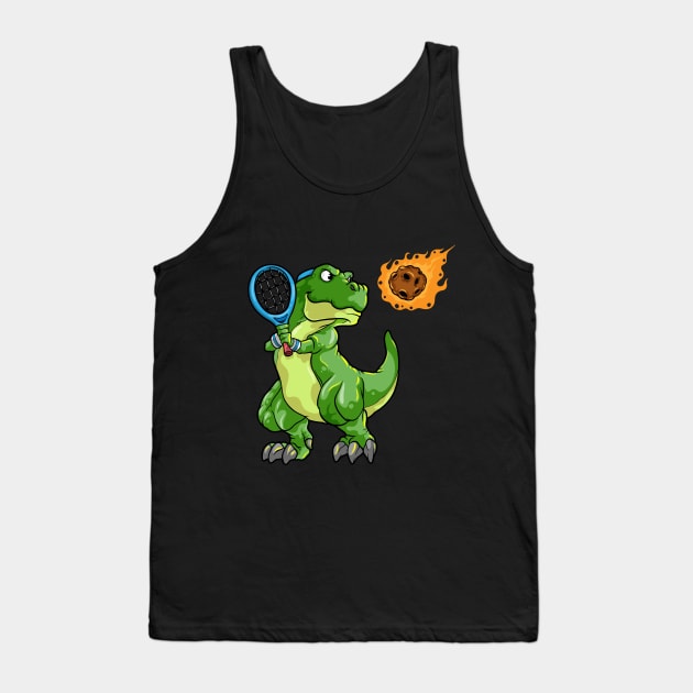 Dino with Tennis racket and Ball at Tennis Tank Top by Markus Schnabel